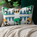 Mid Century Atomic cat retro Spun Polyester Lumbar Pillow, MCM home decor, 50s 60s inspired, black cat lover gift