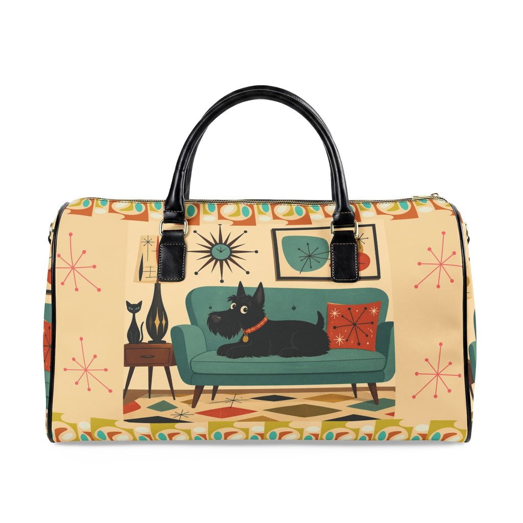 Retro Living Room Scotty Dog Faux Leather Travel Bag | Mid Century Modern