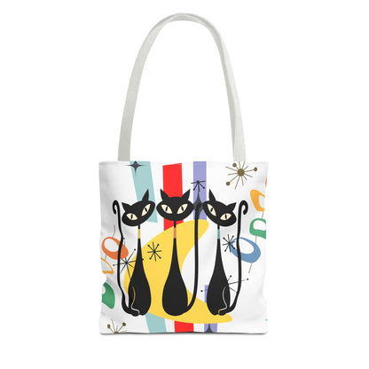 Atomic age cat retro Tote Bag, Mid Century Modern, cute carry bag, book, shopping, beach, overnight or day trip tote bag