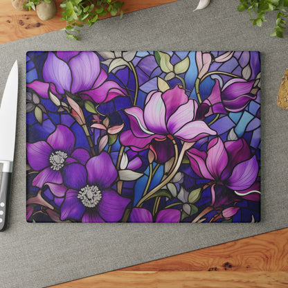 Lavender Dreams: Stained Glass look Inspired Glass Cutting Board