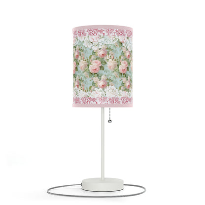 Pink rose shabby chic style Lamp on a Stand, US|CA plug