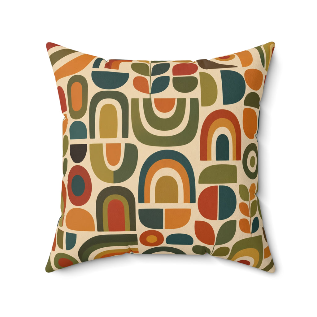 Retro Geometric Abstract Pattern Pillow | Mid Century Modern Throw Pillow
