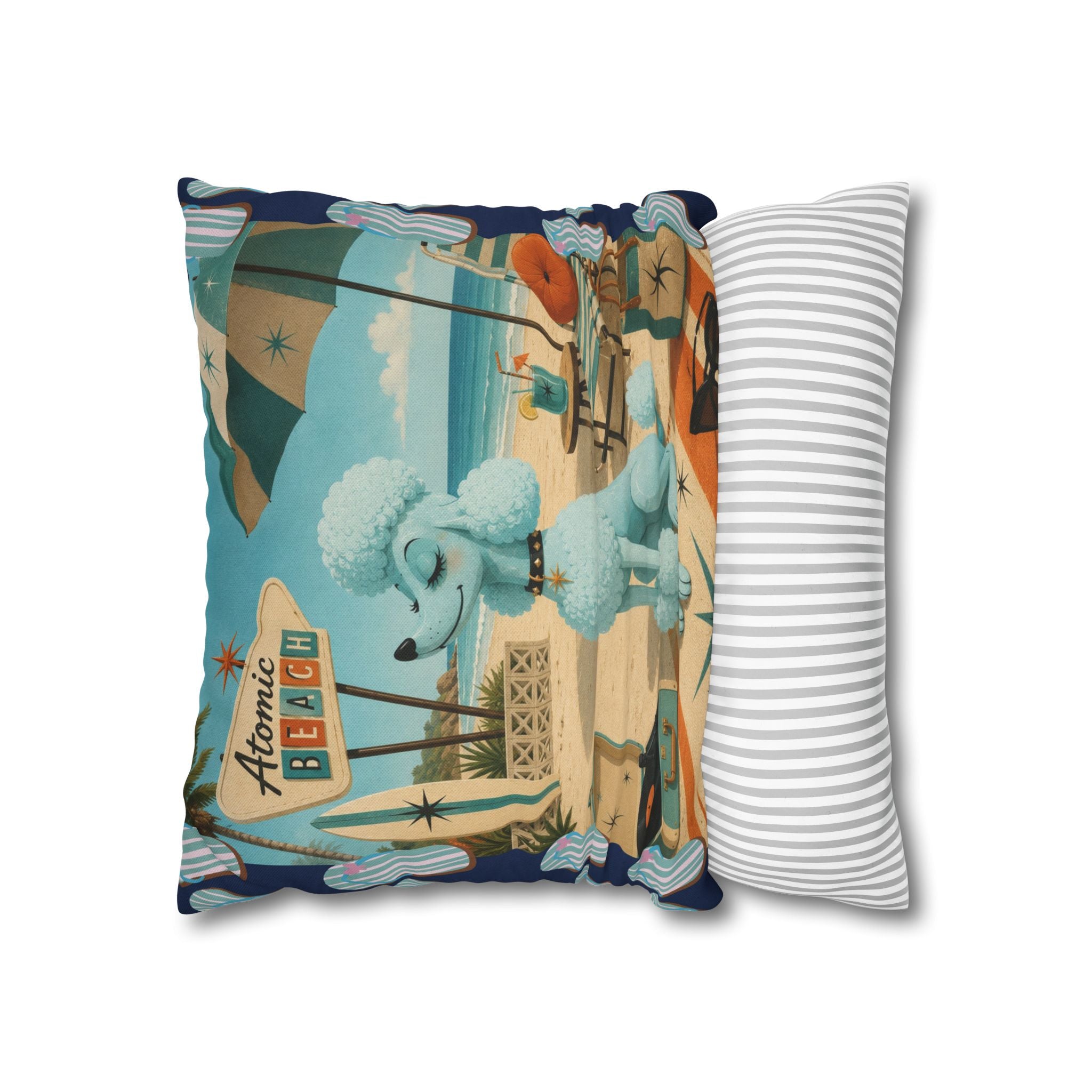Retro Atomic Beach Poodle Pillowcase -  COVER ONLY - indoor use