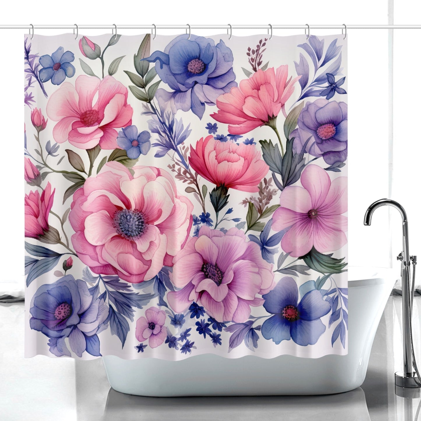 Colorful floral wildflowers Quick-drying Shower Curtain