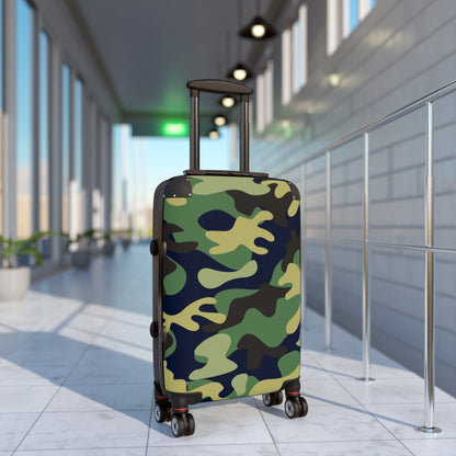 Camo travel Suitcase on wheels with secure lock, carry on luggage, roller case, camouflage, weekend bag, cabin suitcase, hard shell case