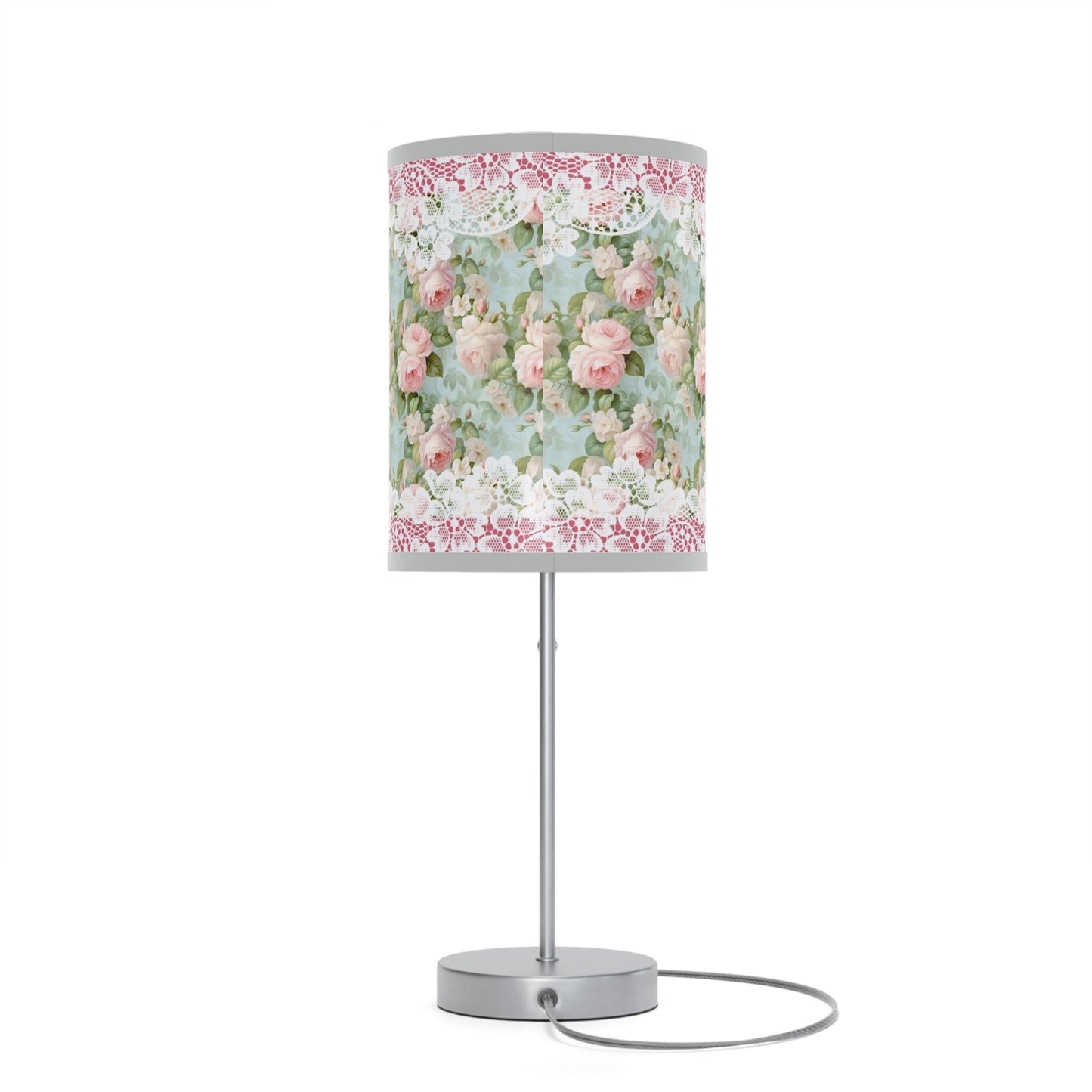 Pink rose shabby chic style Lamp on a Stand, US|CA plug