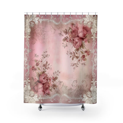 Vintage Old light floral shabby chic Shower Curtain, French vintage inspired, Farmhouse, country cottage, bathtub, stall shower curtain