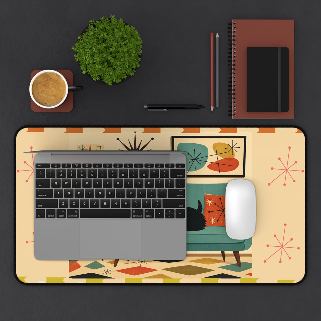 Mid Century Scottish Terrier Desk Mat | Retro Living Room Mouse Pad