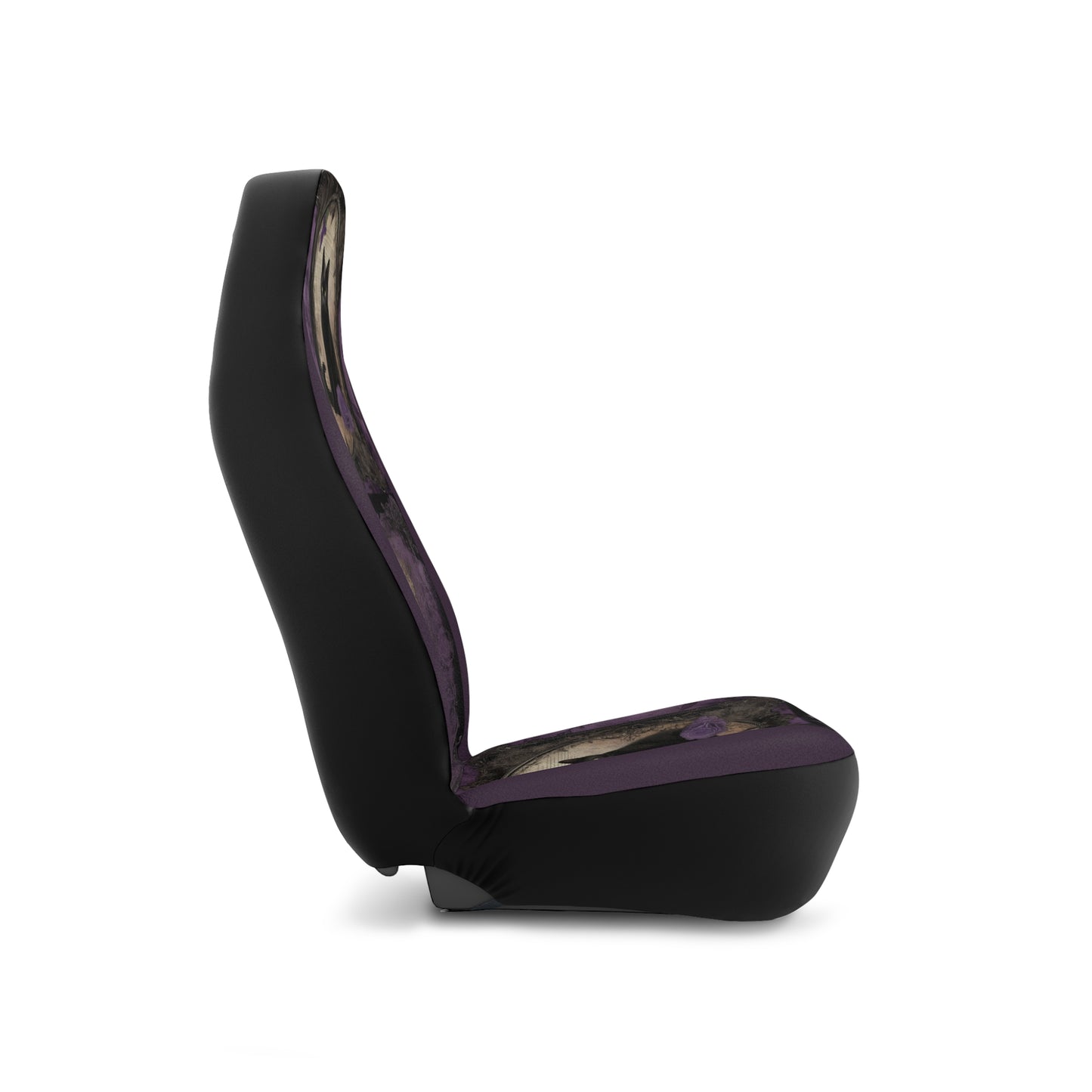 Enchanting Elegance: Gothic Plum Car Seat Covers featuring Black Cats