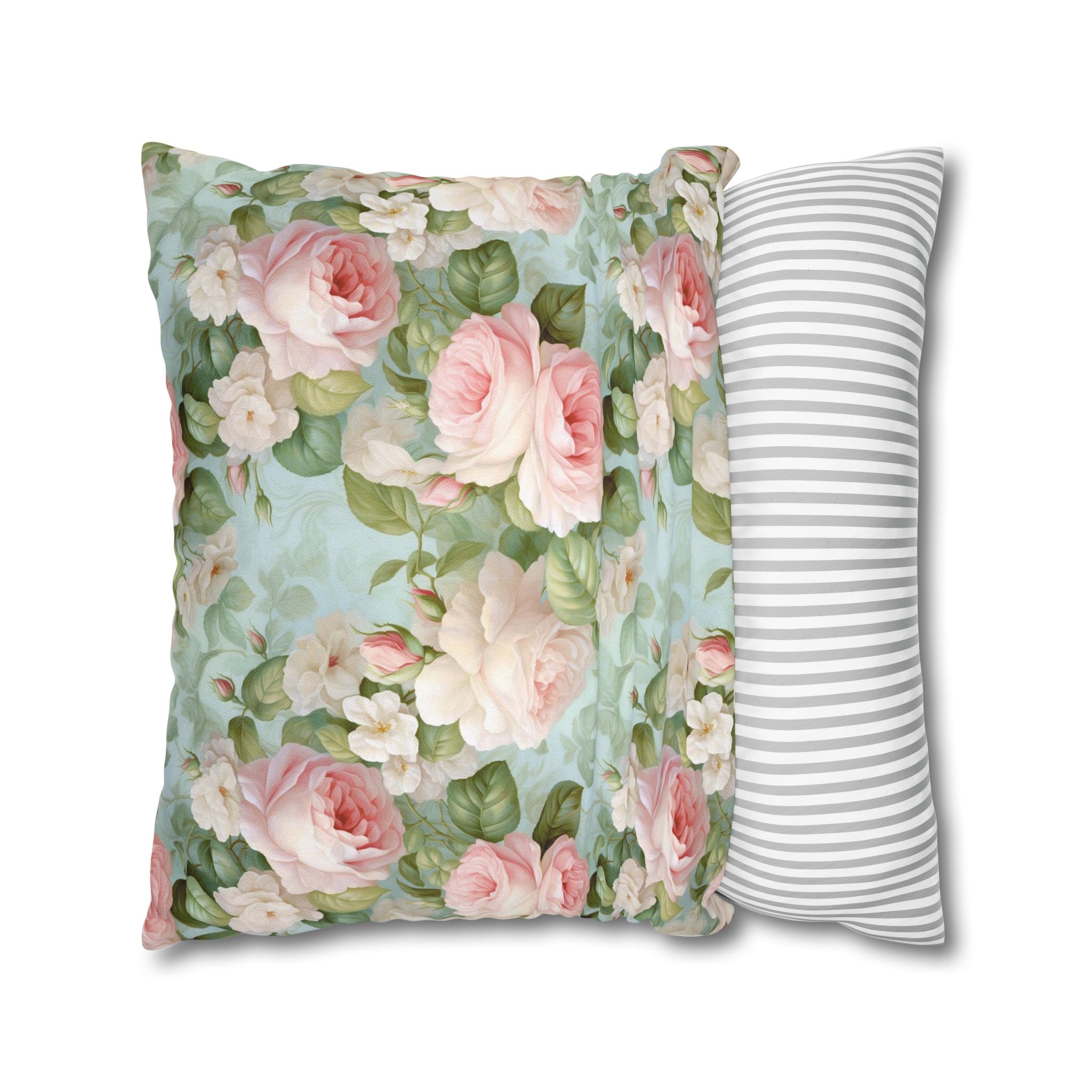 Pink Vintage rose Floral Pillowcase, Decorative Cushion Cover, Farmhouse Home Decor Throw Pillow, Shabby Chic, Boho Style, cottage decor