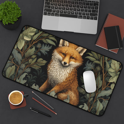 Fox William Morris inspired Desk Mat, work from home, office decor, desk protector, Large Mousepad, computer workspace mat