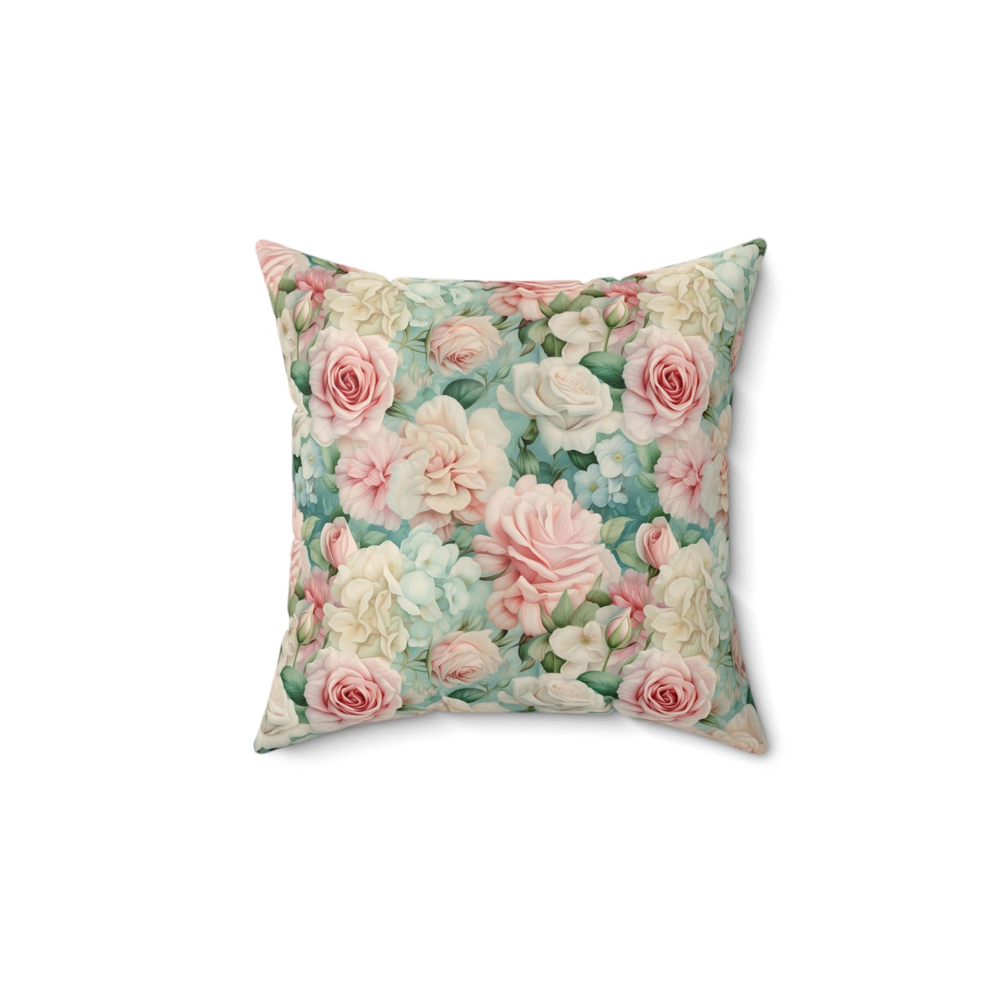 Delicate pink vintage roses shabby chic Square Pillow, French vintage inspired, Farmhouse, floral scatter throw cushion