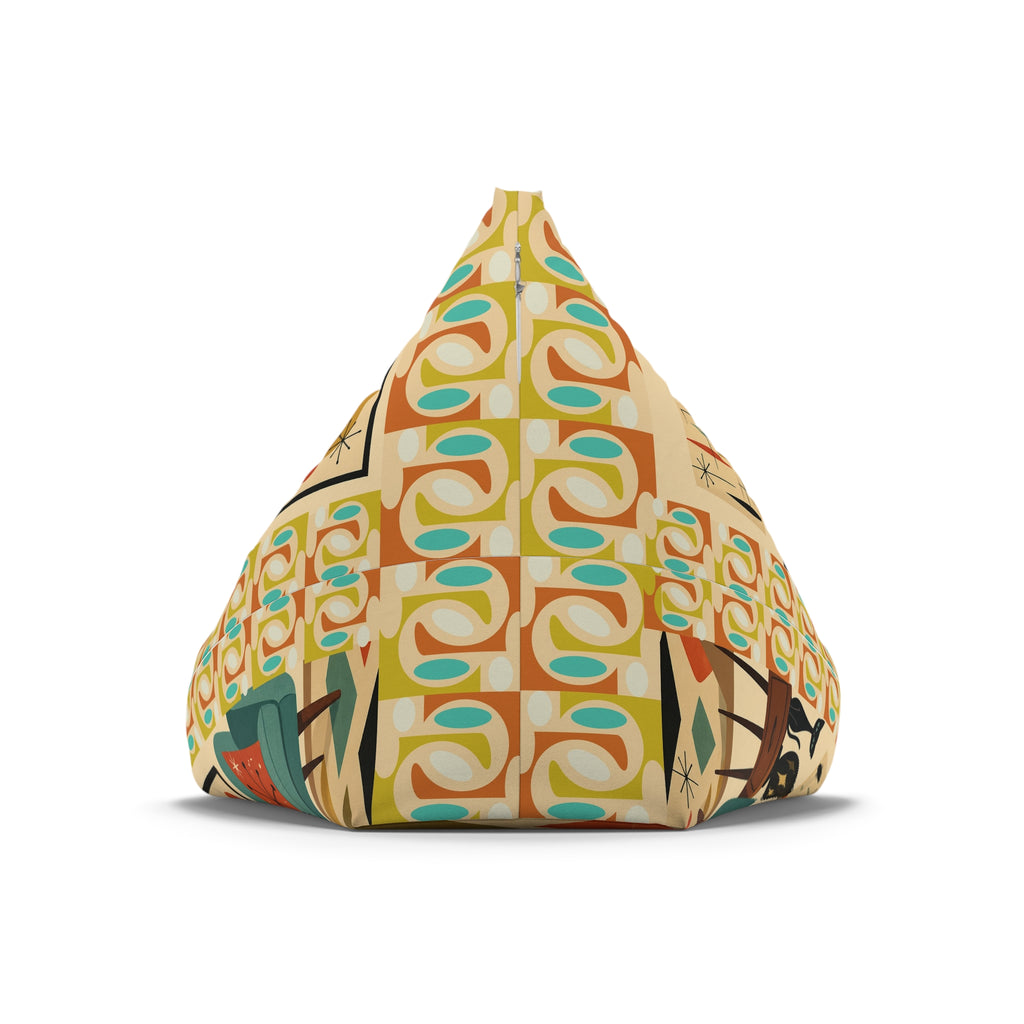 Retro Mid-Century Scotty Dog Pattern Bean Bag Chair Cover | Geometric Pet Print