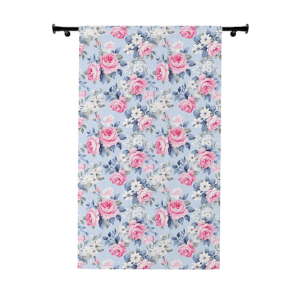 Whimsical Blooms: Shabby Chic Pink and White Floral Window Curtain (1 piece)