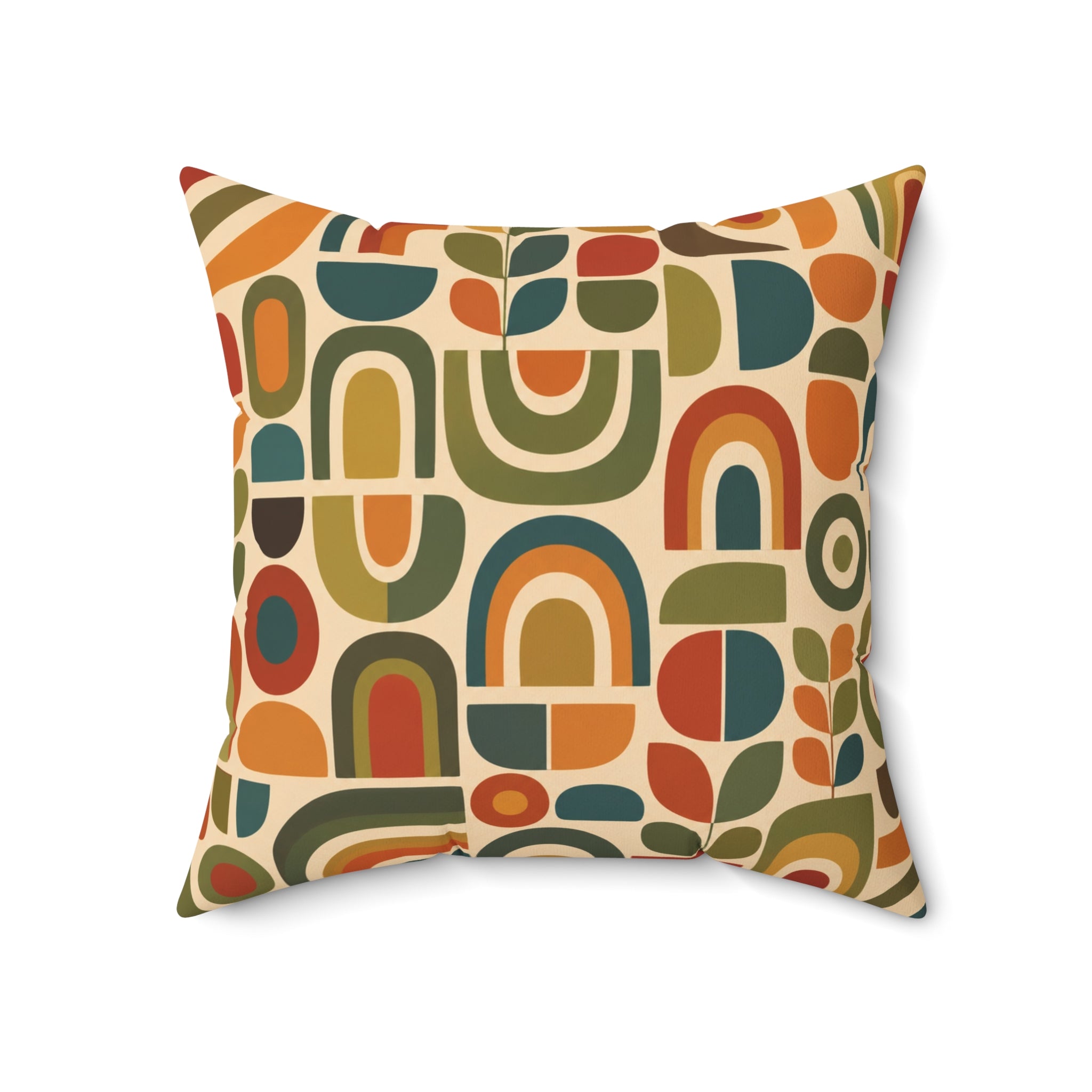 Retro Geometric Abstract Pattern Pillow | Mid Century Modern Throw Pillow