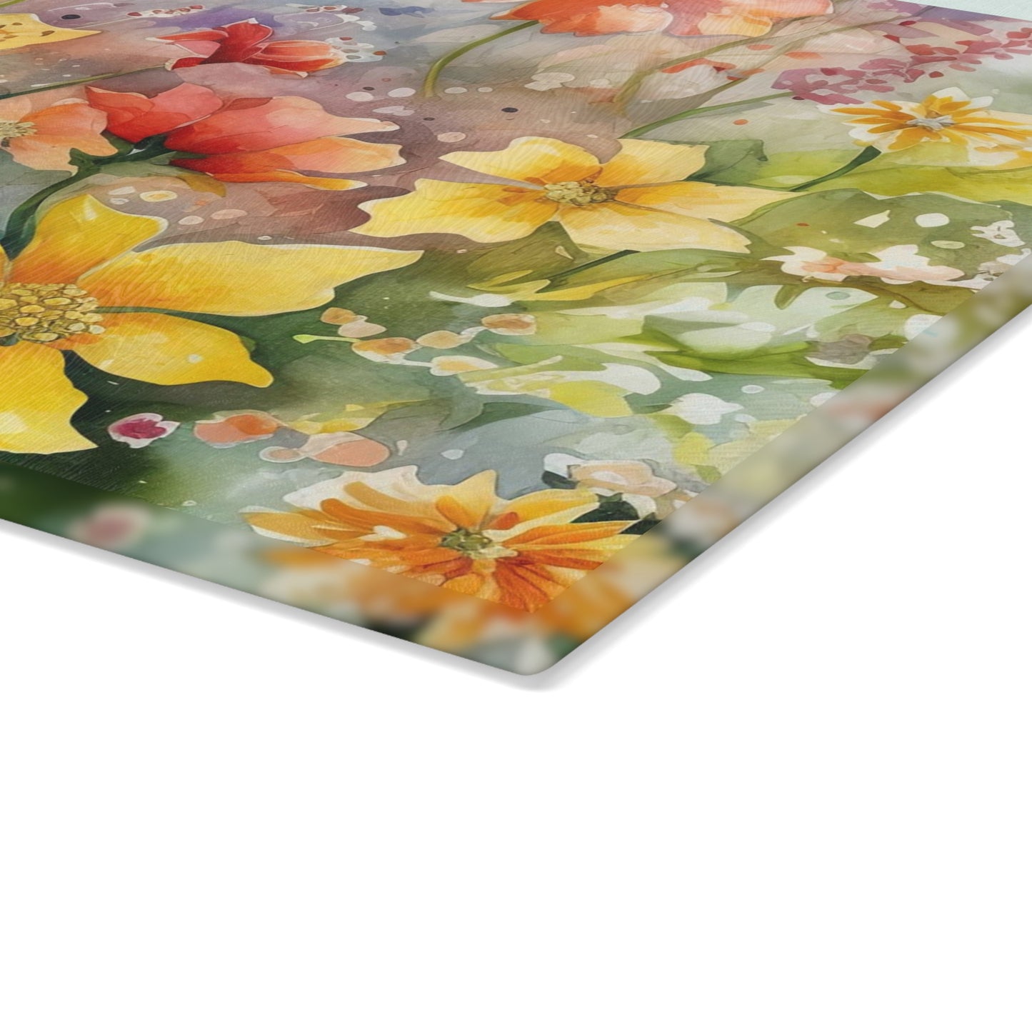 Watercolor Blooms: Wildflowers Glass Cutting Board"