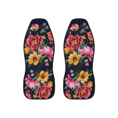 Colorful bouquet of flowers floral and navy front Car Seat Covers