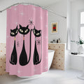 Atomic cat starburst pink Shower Curtain, retro bathroom, 50s 60s decor, black cat lover gift, cute bathtub or stall, Mid Century