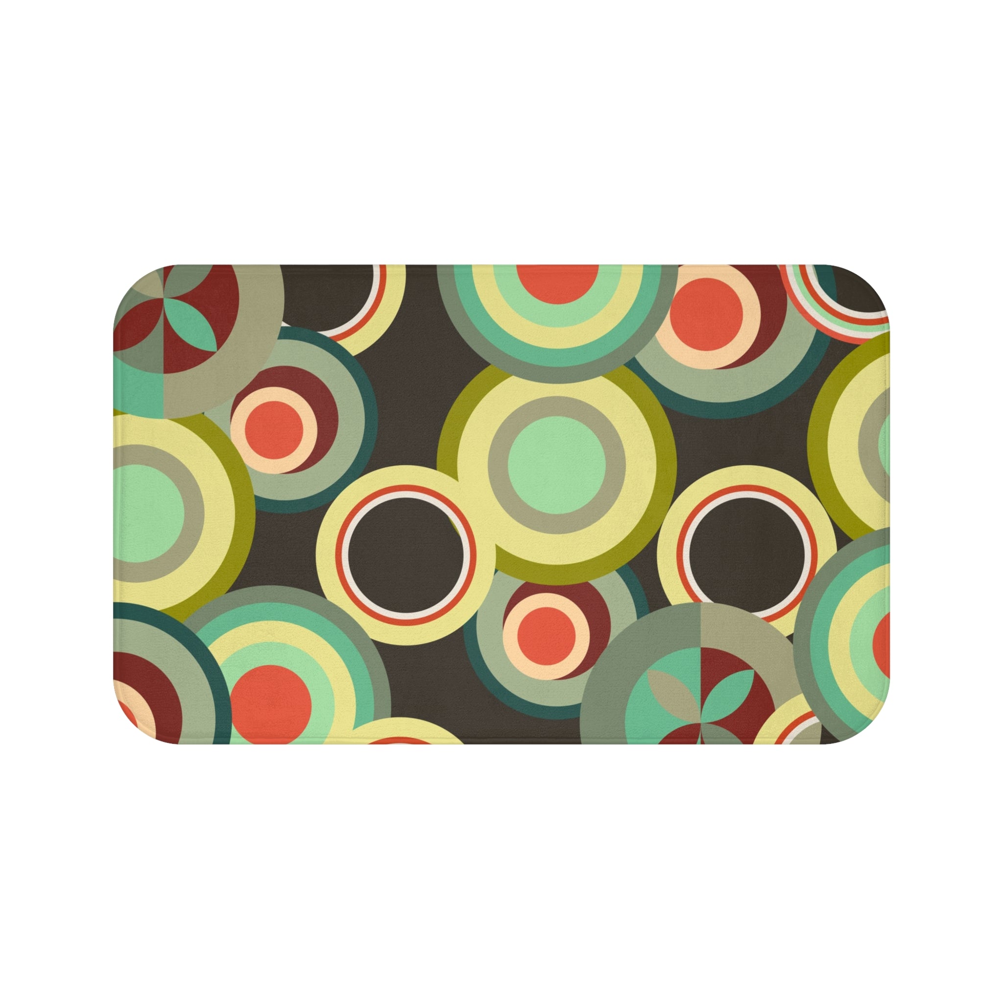 Retro colorful circles Bath Mat, Mid Century Modern, Non-slip, MCM bathroom decor, bathroom accessory