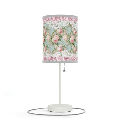 Pink rose shabby chic style Lamp on a Stand, US|CA plug