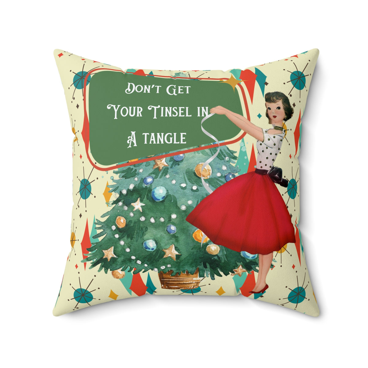 Don't Get Your Tinsel in a Tangle Pillow | Christmas Holiday Decor