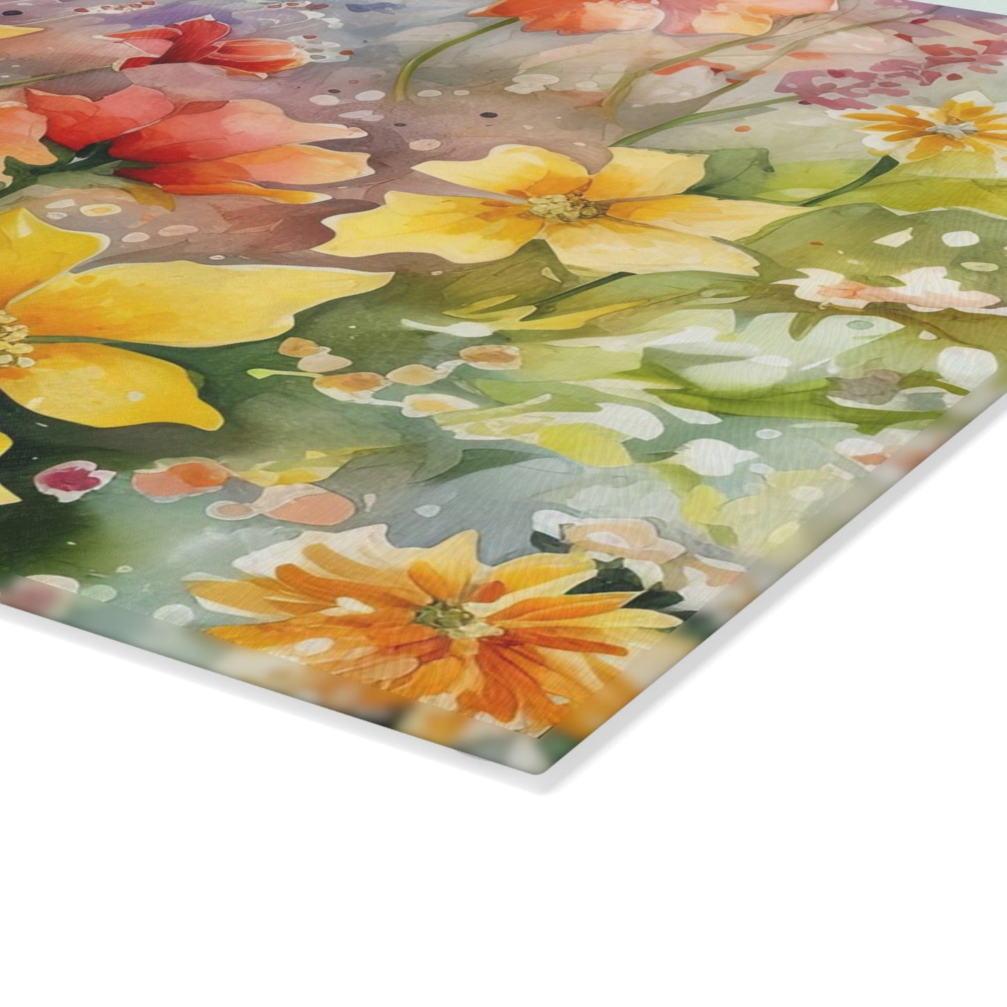 Watercolor Blooms: Wildflowers Glass Cutting Board"