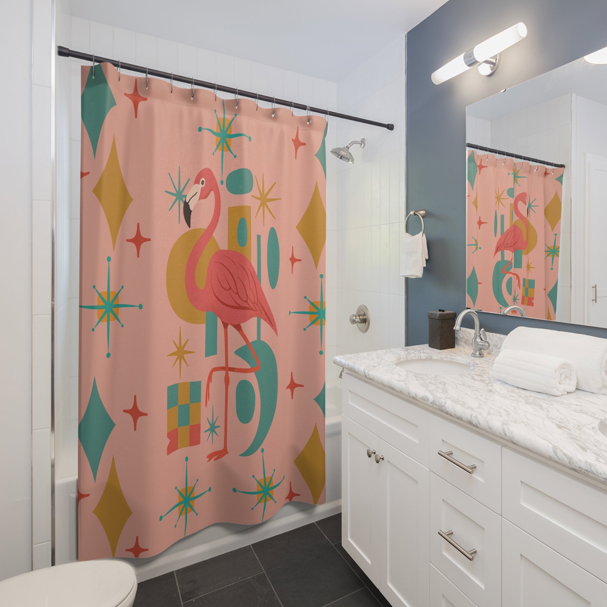 Tropical Flamingo Shower Curtain - Colorful Bathroom Décor, Bohemian Home Accessory, Summer Vibes, Gift for Flamingo Lovers, [...]