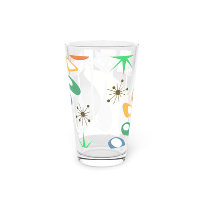 Atomic cat retro MCM Pint Glass, 16oz- price per glass