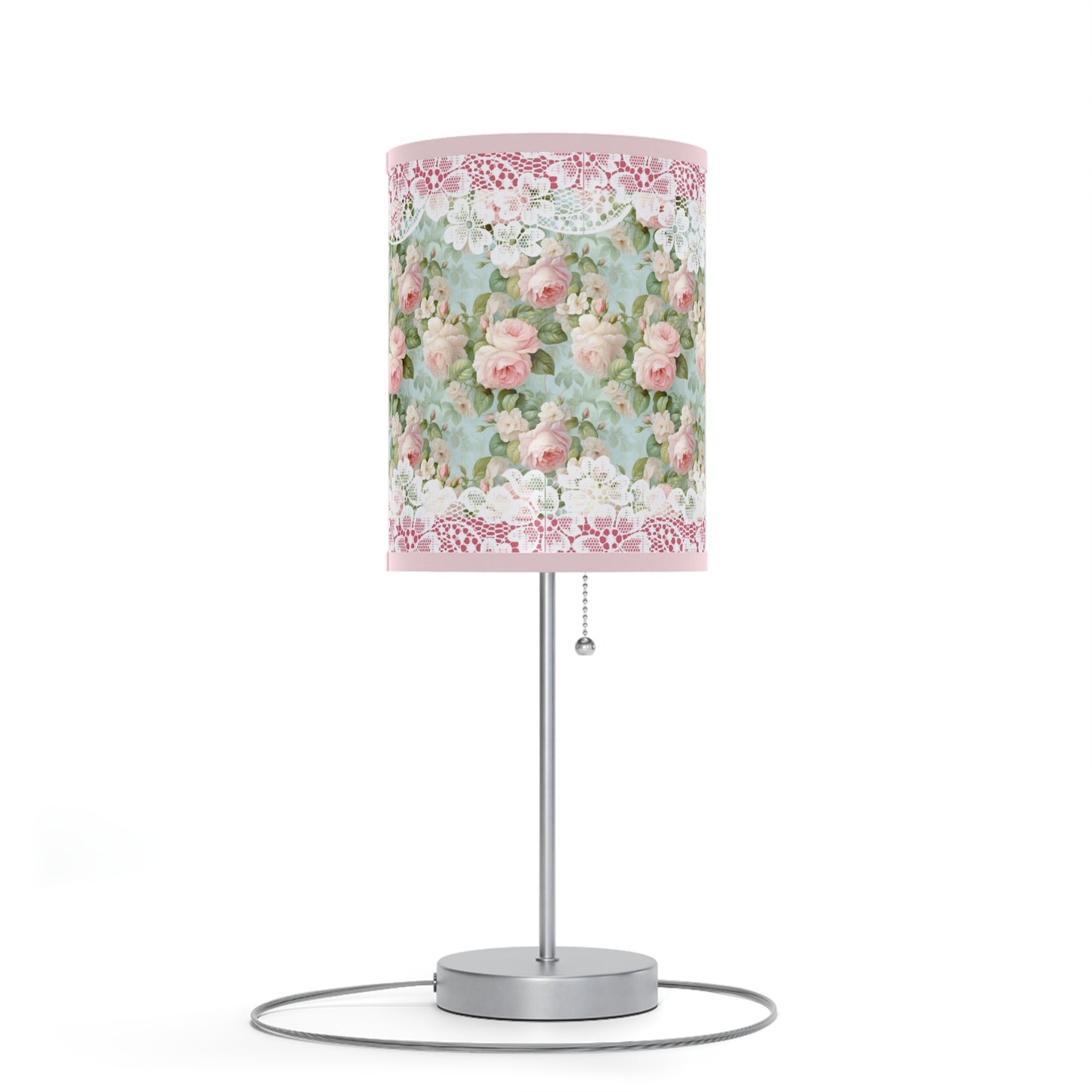 Pink rose shabby chic style Lamp on a Stand, US|CA plug