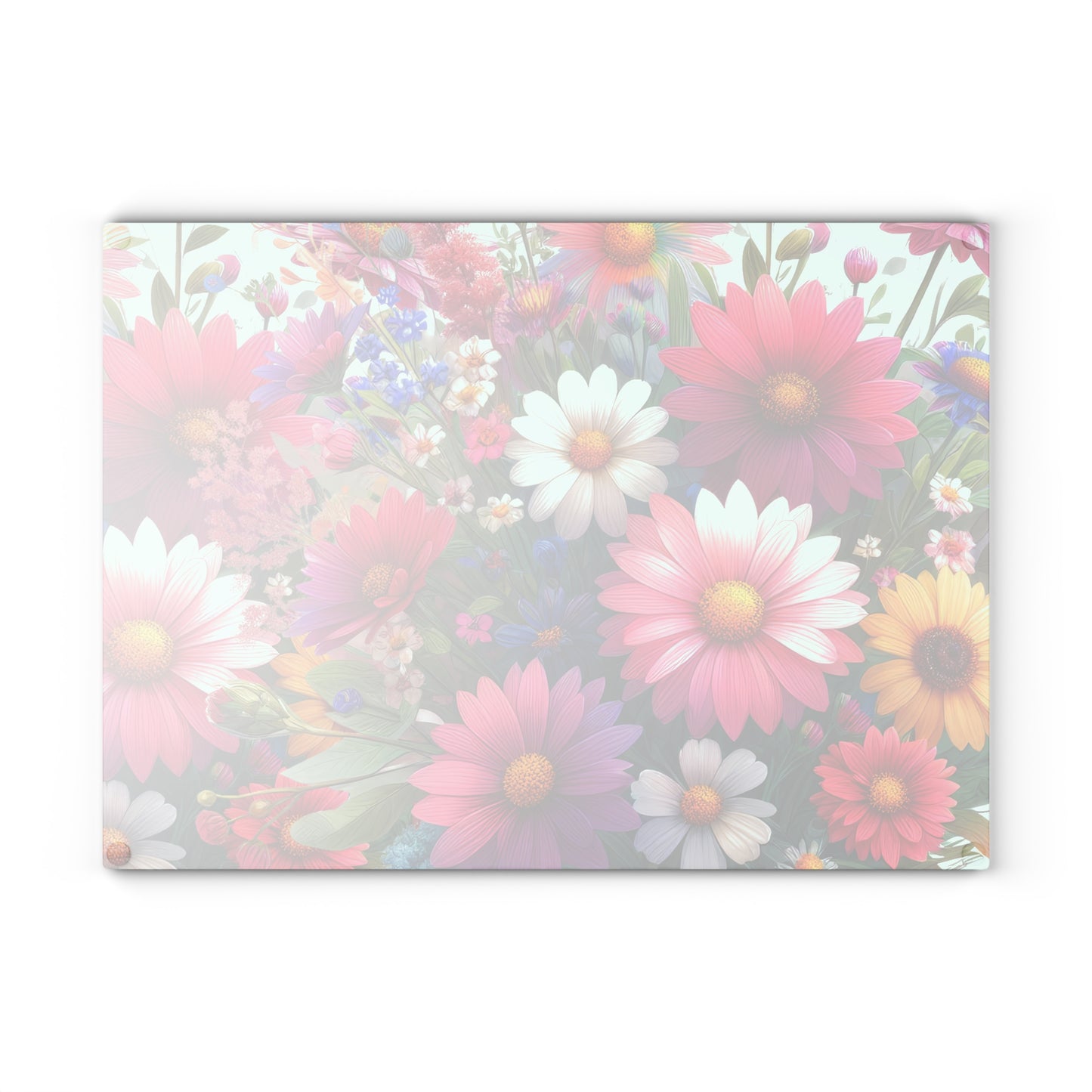 Colorful Wildflowers Glass Cutting Board, tempered glass, wildflower kitchen decor, housewarming gift