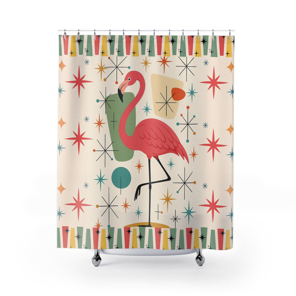 MCM Flamingo Shower Curtain | Retro Bathroom Decor, Summer Vibe, Fun Gift for Bird Lovers, Tropical Home Accent, Unique Bathtub [...]