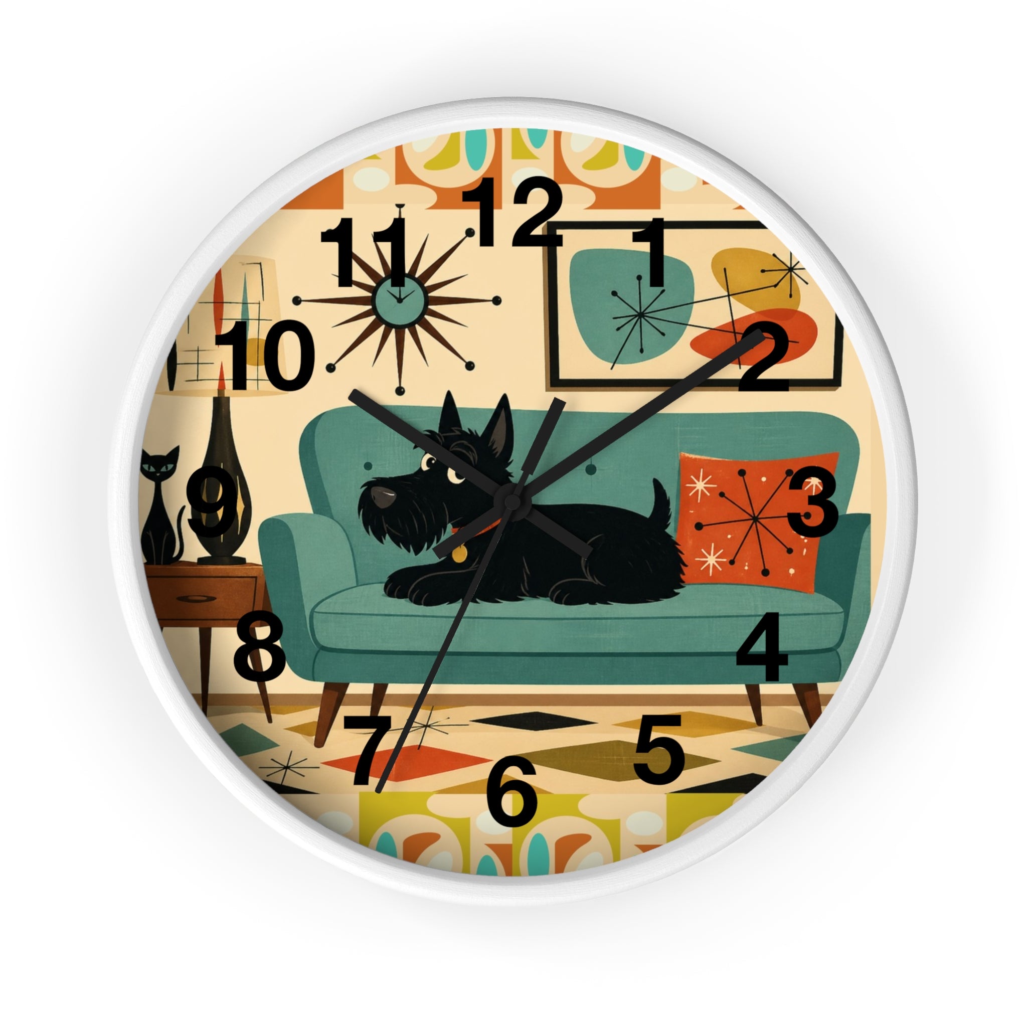 Retro Scotty Dog Sofa Wall Clock | Mid Century Modern Home Decor