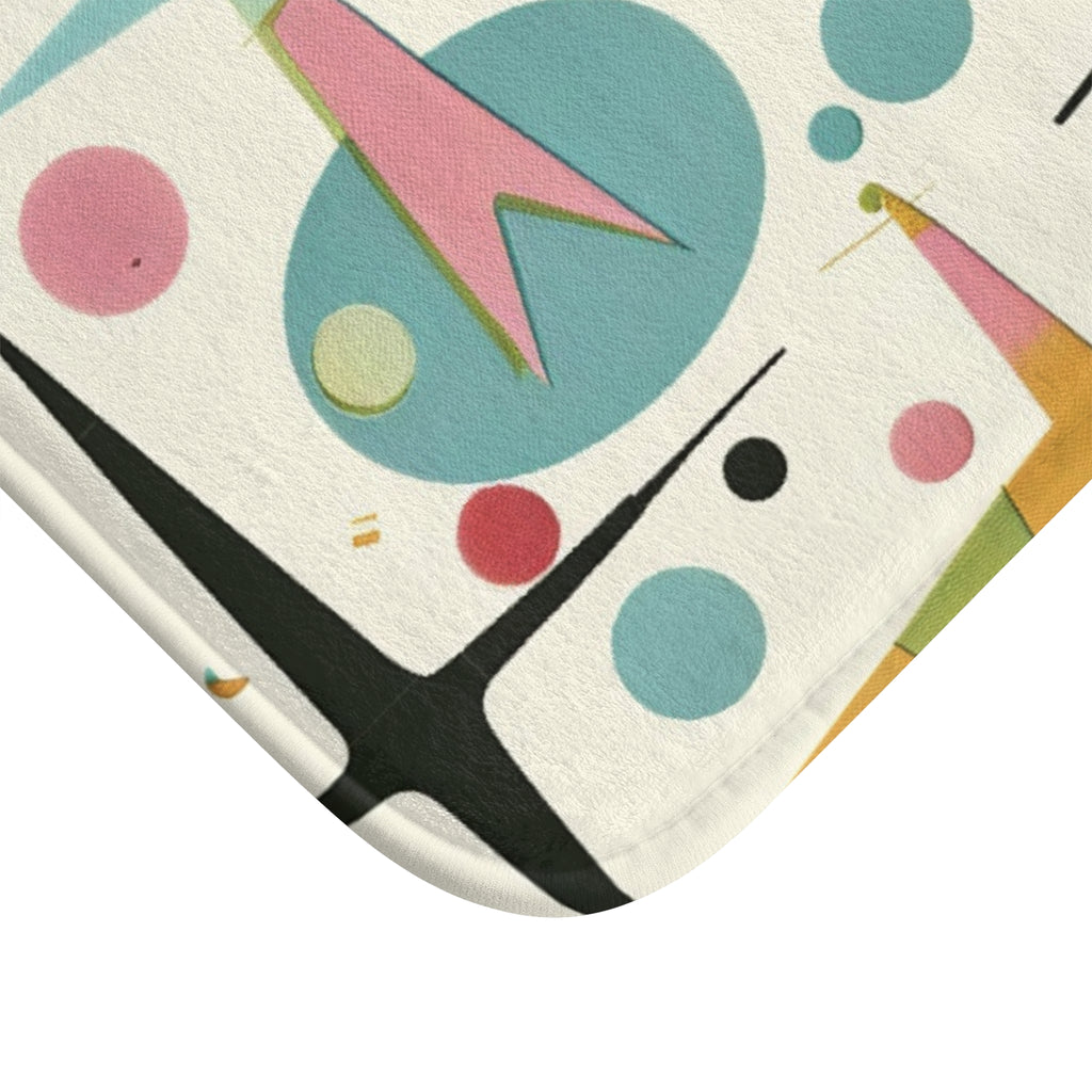 Retro Atomic Starburst Bath Mat — Mid-Century Modern Bathroom Rug