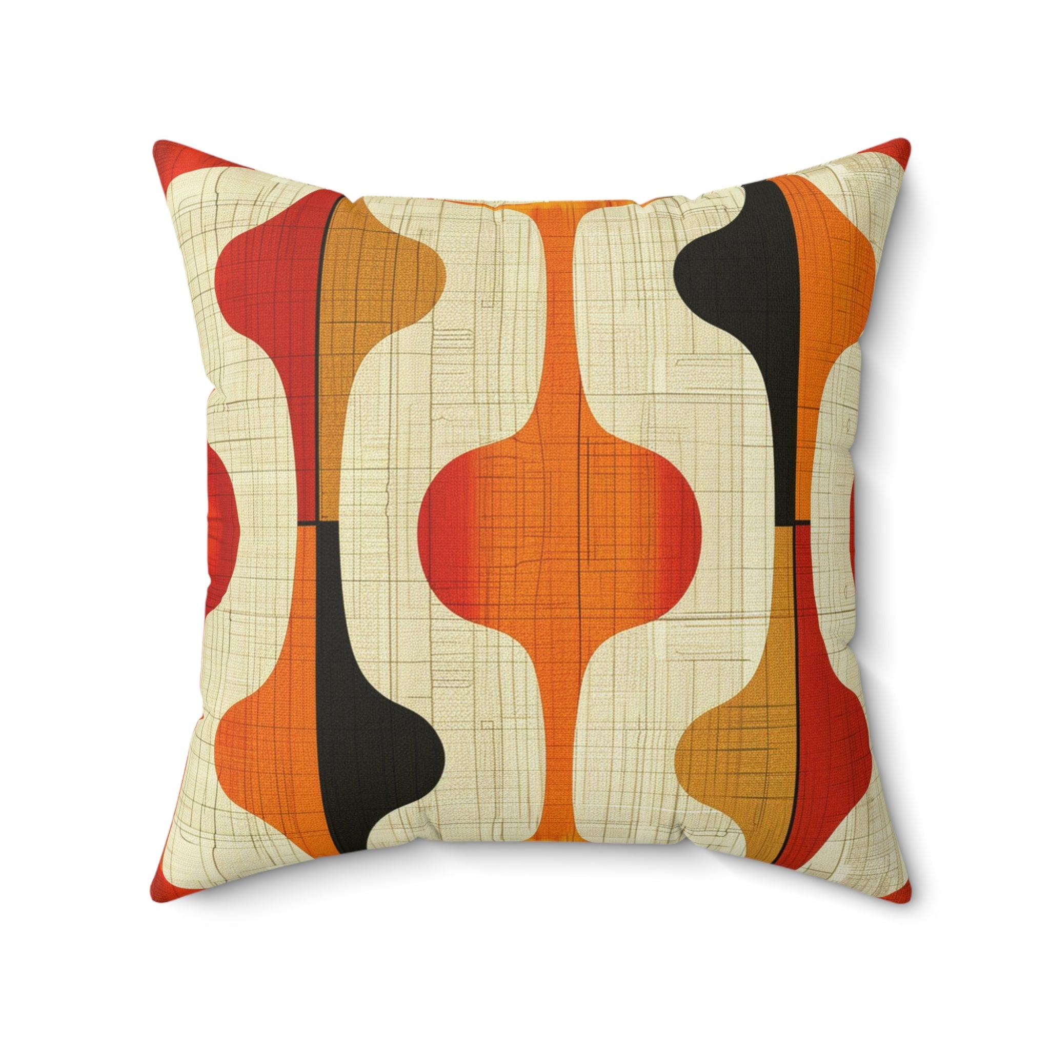 Mid Century Modern shapes Spun Polyester Square Pillow, couch chair throw scatter cushion, MCM home decor