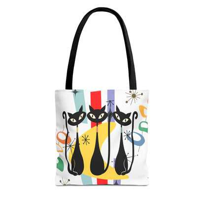 Atomic age cat retro Tote Bag, Mid Century Modern, cute carry bag, book, shopping, beach, overnight or day trip tote bag