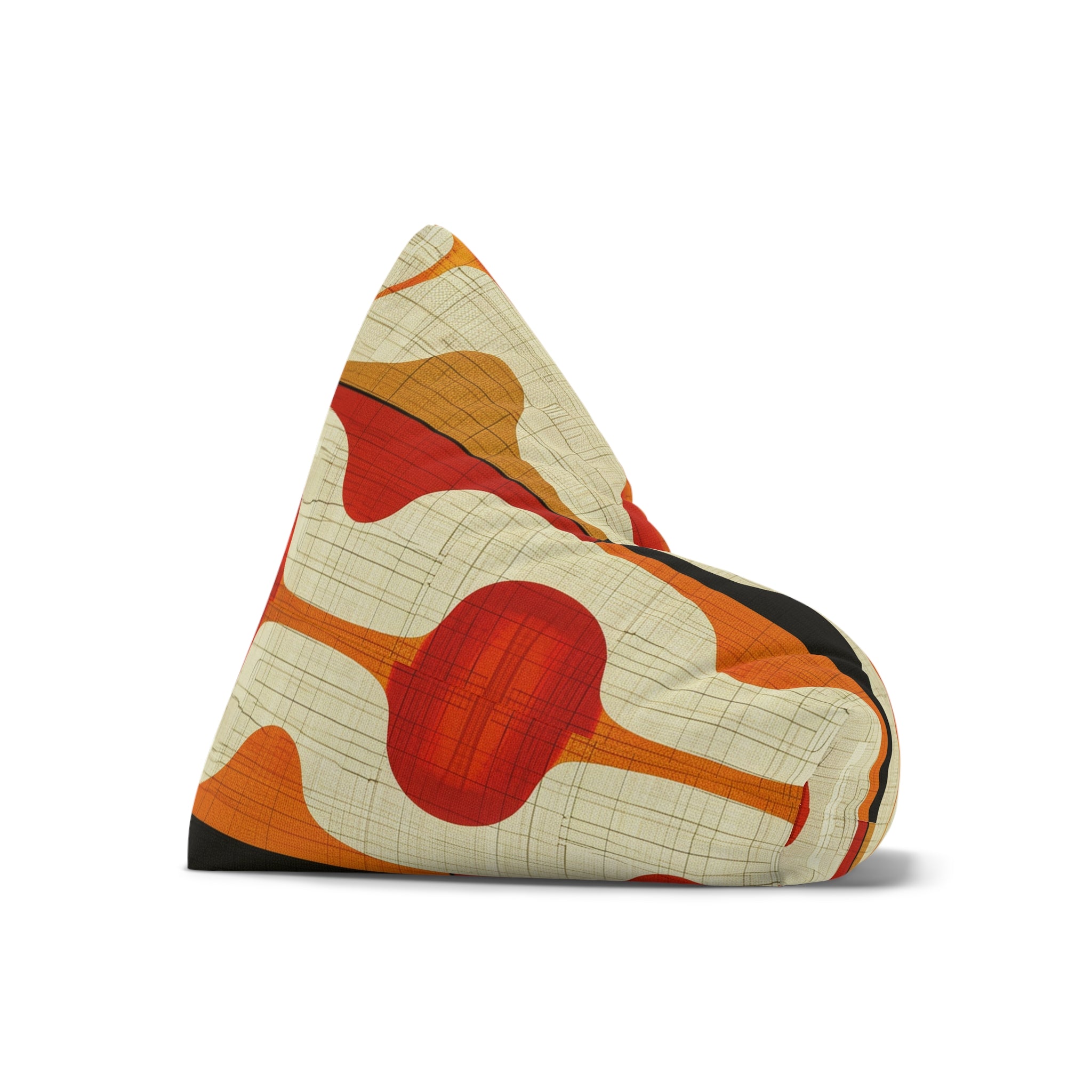 Retro Orange black Bean Bag Chair COVER (Cover only), Mid century Modern, lounger, funky chair slipcover, MCM home decor