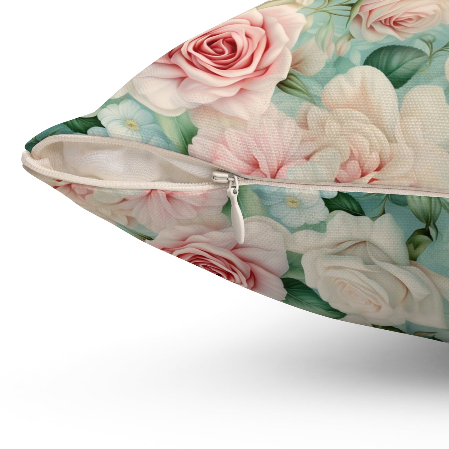 Delicate pink vintage roses shabby chic Square Pillow, French vintage inspired, Farmhouse, floral scatter throw cushion