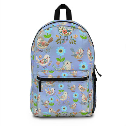 Cute bird embroidery printed (look only) shabby chic Backpack, college, back to school, rustic, hiking, day trip, nature inspired backpack