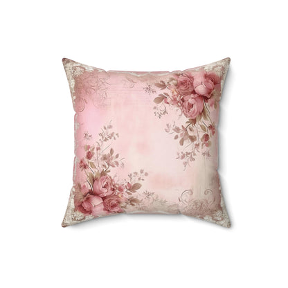 Vintage Old Light Roses Shabby chic Square Pillow, French Vintage inspired, floral scatter throw cushion