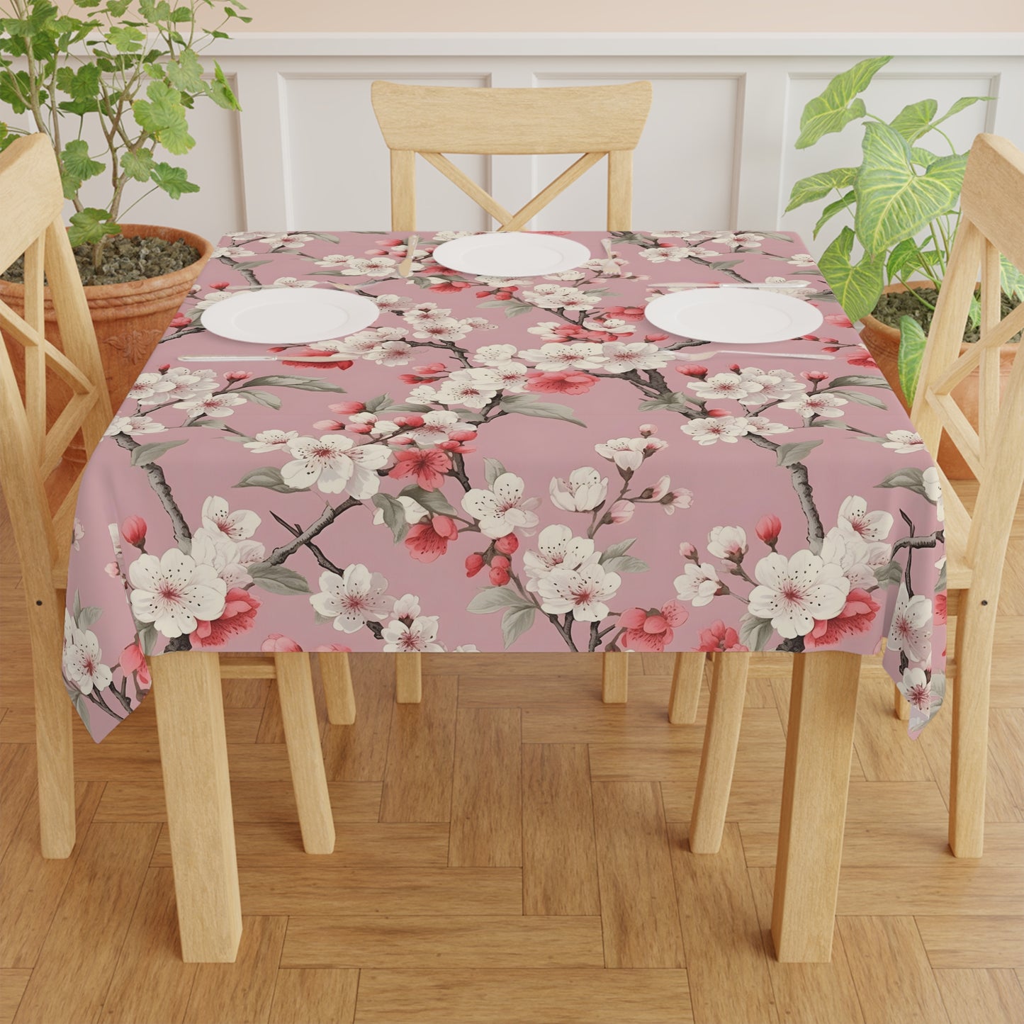 Blossoming Beauty: Pink Cherry Blossom dining room decor Tablecloth