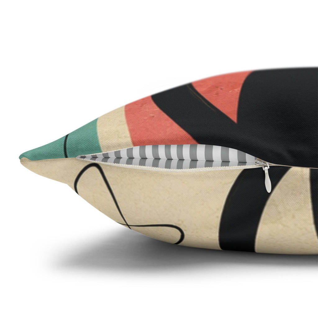 Mid Century Retro Atomic Black Cats Pillowcase | Spun Polyester Square Pillowcase - COVER ONLY
