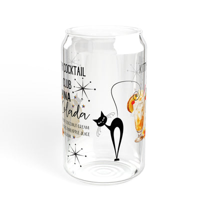 Atomic cat kitty's cocktail Sipper Glass, 16oz, retro, mid Century barware, cute coffee cup, iced coffee glass, MCM home bar