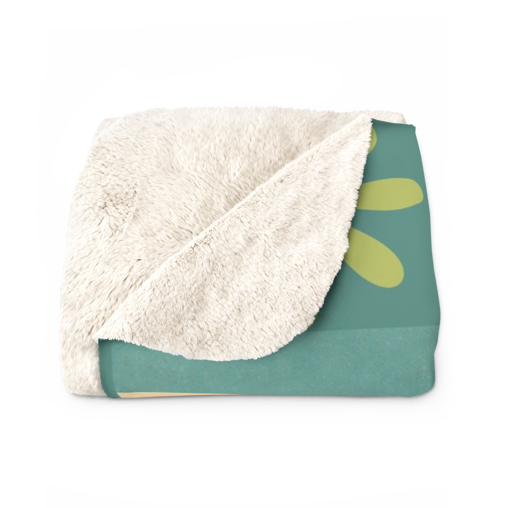 Retro Dachshund Poolside Lounge Sherpa Fleece Blanket | Mid Century Dog Summer