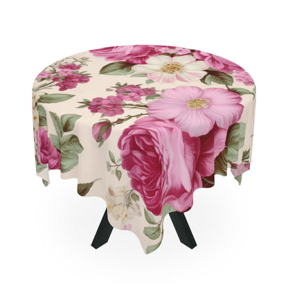 Blooming Elegance: Exquisite dining room decor Tablecloth adorned with Bold Pink Roses