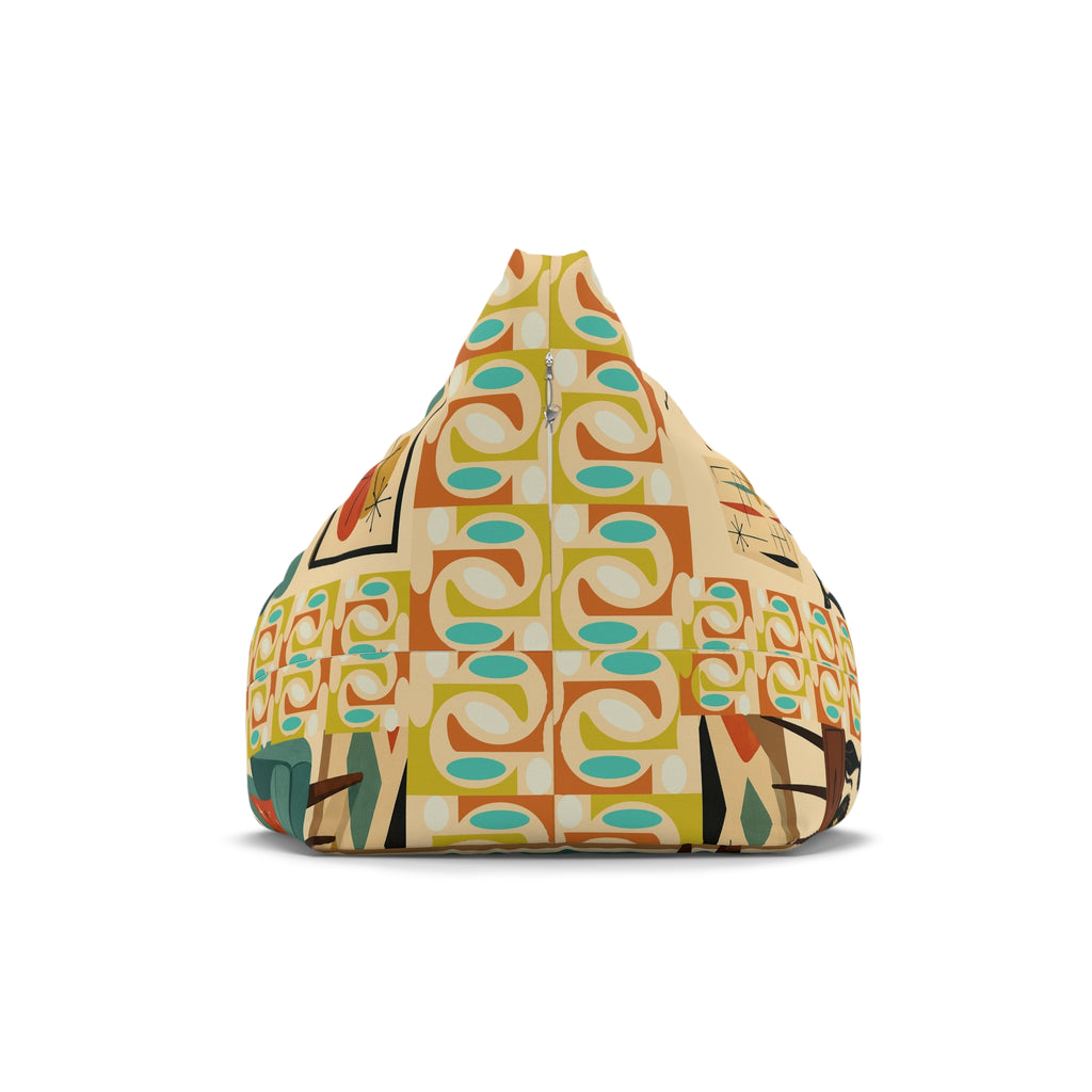 Retro Mid-Century Scotty Dog Pattern Bean Bag Chair Cover | Geometric Pet Print