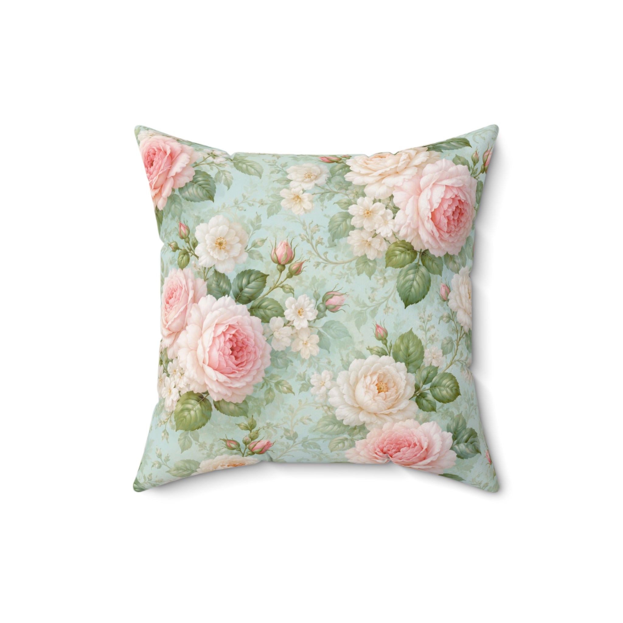 Vintage Pink Roses Toss Pillow | Floral Square Pillow, Shabby Chic