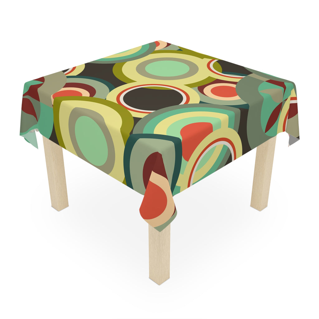 Retro colorful circles Tablecloth, Mid Century Modern, bold tableware, geometric shapes, funky, retro tableware