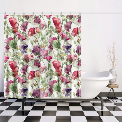 Sweat pea floral  Quick-drying Shower Curtain, bathtub stall flower shower curtain