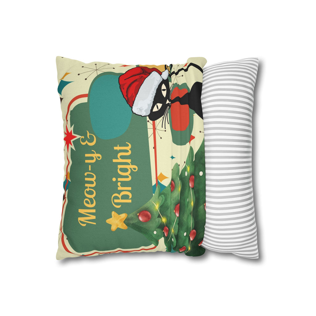 Meow-y & Bright Atomic Cat Christmas Pillowcase