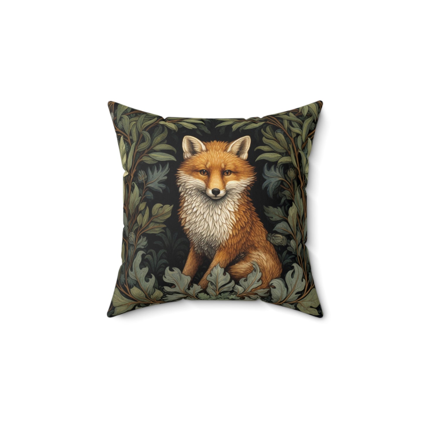 Fox William Morris inspired Square Pillow, nature inspired, artist, animal, scatter throw cushion